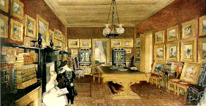 john scarlett davis the library of benjamin godfrey windus  at tottenham china oil painting image